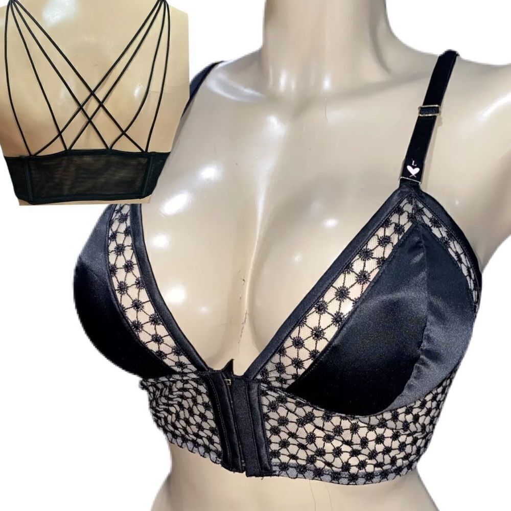 Victoria's Secret Luxe Lingerie starburst Longline Triangle Bralette Black